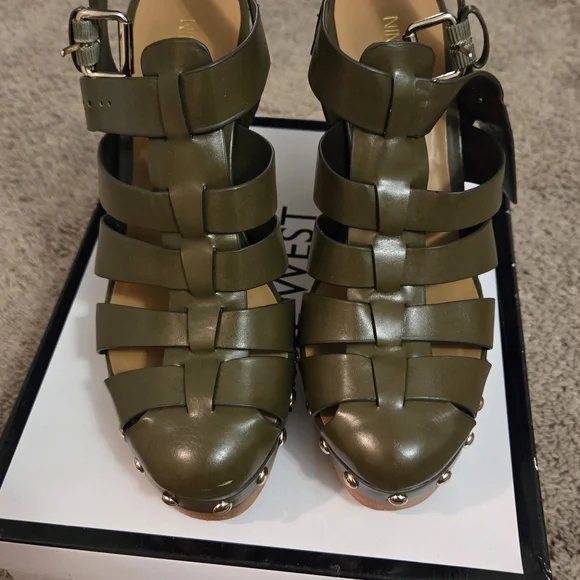 Nine West Olive Green Strappy Heels - Picture 9 of 9